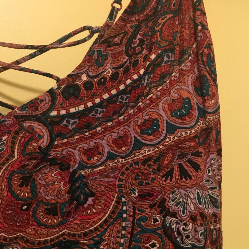 Multicolor Aztec Dress with V-Neck & Tie-Back